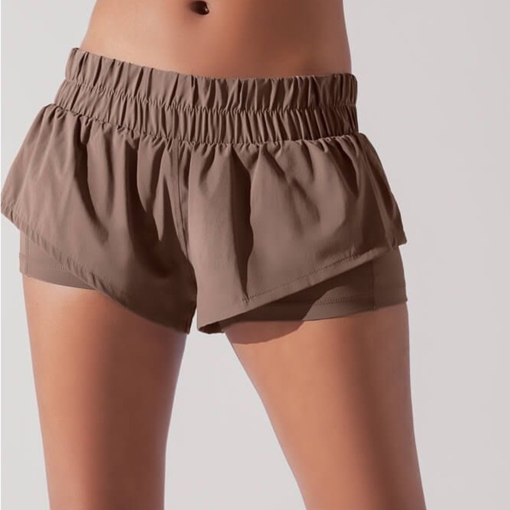 POPFLEX Women's Athletic Shorts in Taupe
